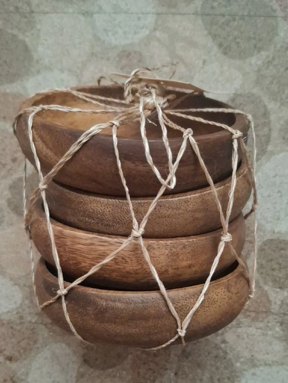 Handcrafted Wooden Coasters Set - Brown Rustic Kitchen Tool
